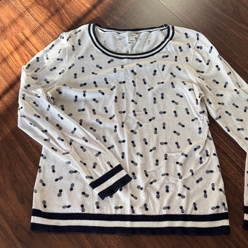 J. Crew Women's pineapple Patterned Teddie Sweater size M